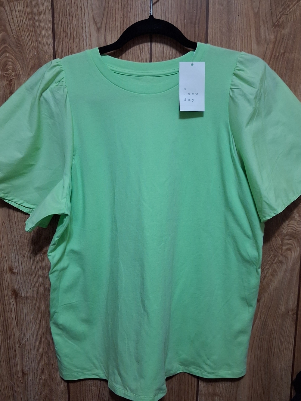 New Lime Green Flutter Sleeve Tee Med Whimsey Colorful Bohemian Fairy